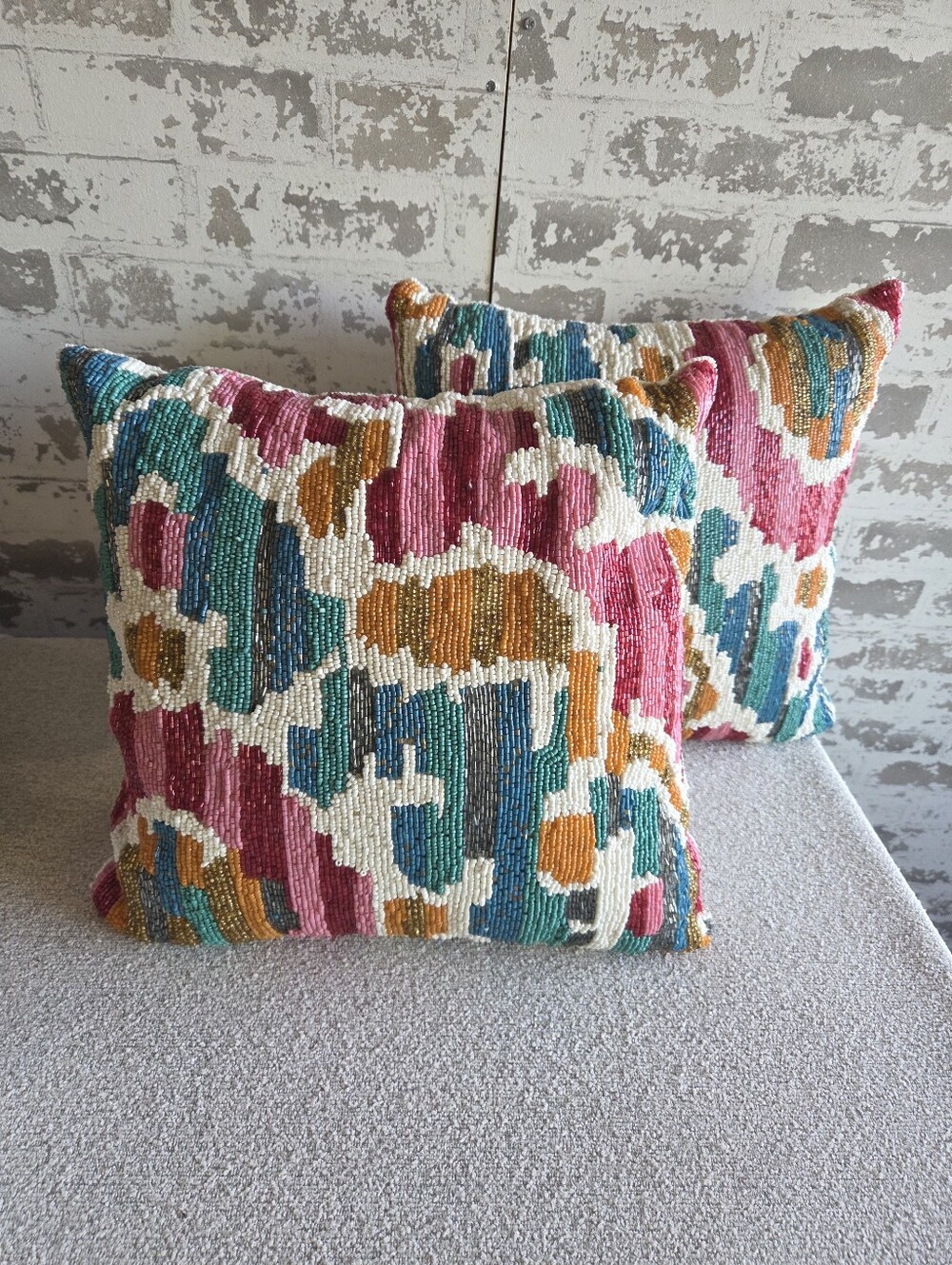 Artistic Accents Beaded Throw Pillows Set of 2 16x16